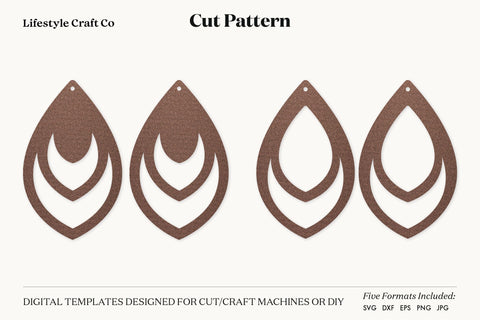 Earring SVG, Faux Leather Earring Templates, Cricut cut file SVG Lifestyle Craft Co 