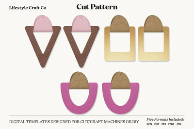 Earring SVG, Faux Leather Earring Templates, Cricut cut file SVG Lifestyle Craft Co 