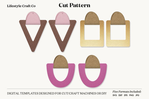 Earring SVG, Faux Leather Earring Templates, Cricut cut file SVG Lifestyle Craft Co 