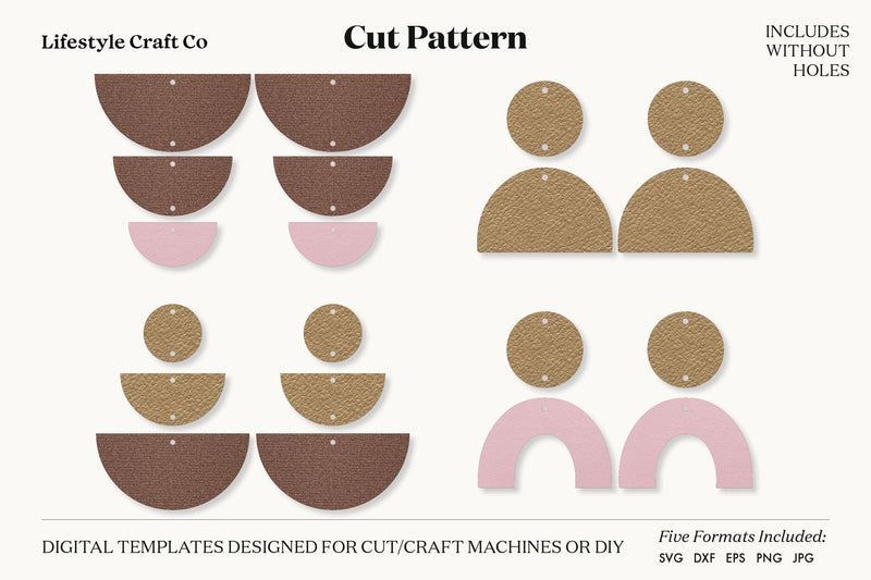Earring SVG, Faux Leather Earring Templates, Cricut cut file SVG Lifestyle Craft Co 