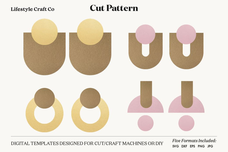 Earring SVG, Faux Leather Earring Templates, Cricut cut file SVG Lifestyle Craft Co 