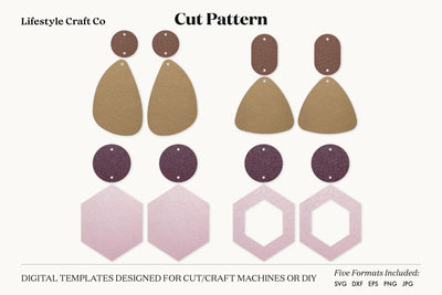 Earring SVG, Faux Leather Earring Templates, Cricut cut file SVG Lifestyle Craft Co 