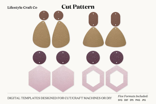 Earring SVG, Faux Leather Earring Templates, Cricut cut file SVG Lifestyle Craft Co 