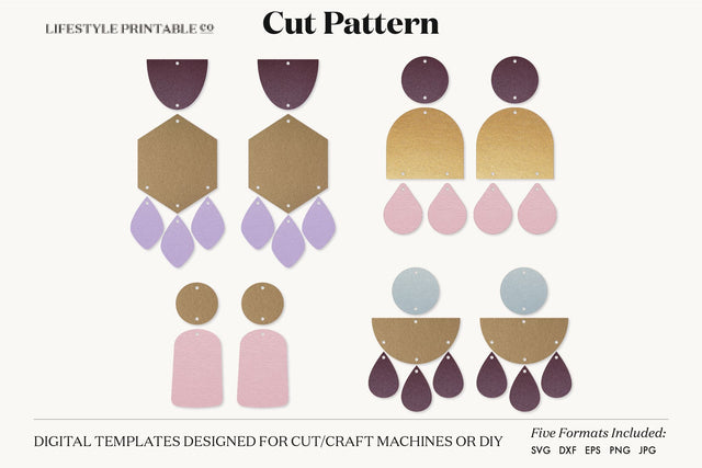 Earring SVG, Faux Leather Earring Templates, Cricut cut file SVG Lifestyle Craft Co 