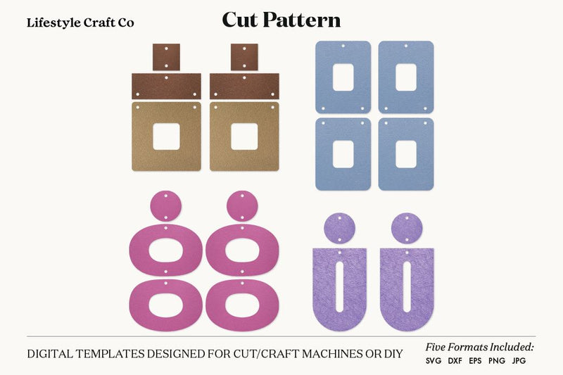 Earring SVG, Faux Leather Earring Templates, Cricut cut file SVG Lifestyle Craft Co 