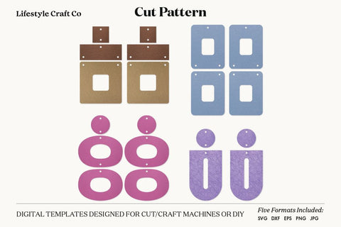 Earring SVG, Faux Leather Earring Templates, Cricut cut file SVG Lifestyle Craft Co 