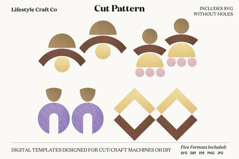 Earring SVG, Faux Leather Earring Templates, Cricut cut file SVG Lifestyle Craft Co 