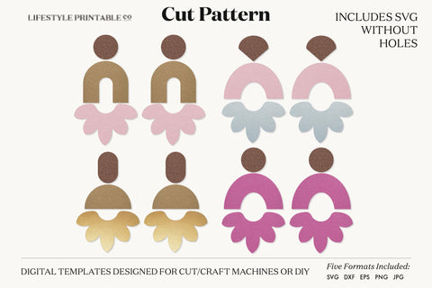 Earring SVG, Faux Leather Earring Templates, Cricut cut file SVG Lifestyle Craft Co 