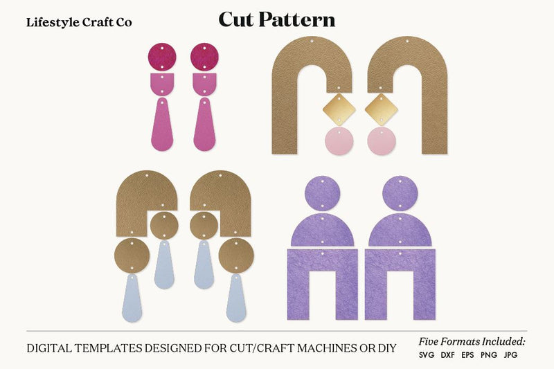 Earring SVG, Faux Leather Earring Templates, Cricut cut file SVG Lifestyle Craft Co 