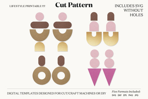 Earring SVG, Faux Leather Earring Templates, Cricut cut file SVG Lifestyle Craft Co 