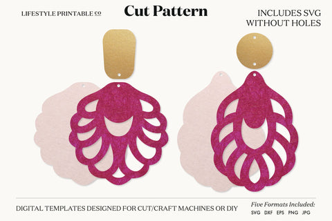 Earring SVG, Faux Leather Earring Templates, Cricut cut file SVG Lifestyle Craft Co 