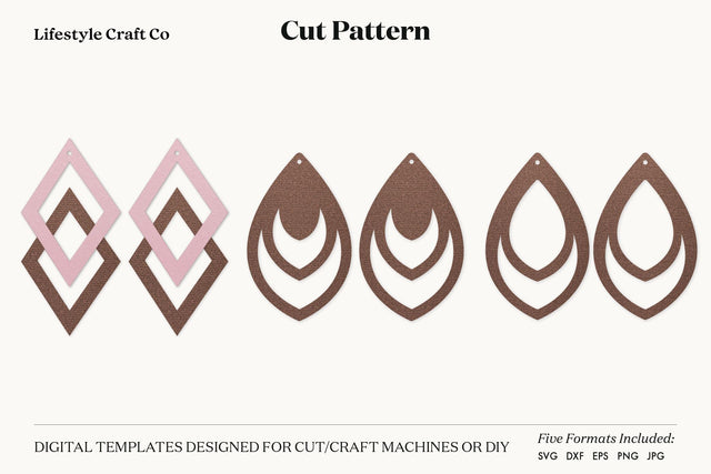 Earring SVG, Faux Leather Earring Templates, Cricut cut file SVG Lifestyle Craft Co 