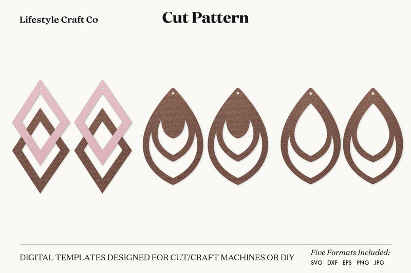 Earring SVG, Faux Leather Earring Templates, Cricut cut file SVG Lifestyle Craft Co 