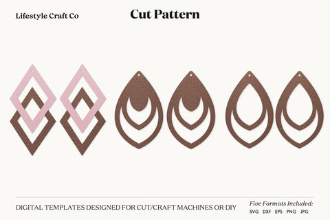 Earring SVG, Faux Leather Earring Templates, Cricut cut file SVG Lifestyle Craft Co 