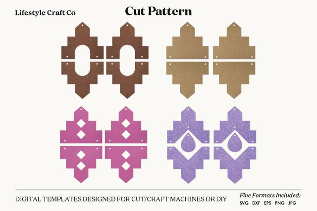 Earring SVG, Faux Leather Earring Templates, Cricut cut file SVG Lifestyle Craft Co 