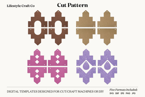 Earring SVG, Faux Leather Earring Templates, Cricut cut file SVG Lifestyle Craft Co 