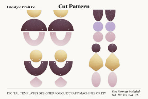 Earring SVG, Faux Leather Earring Templates, Cricut cut file SVG Lifestyle Craft Co 