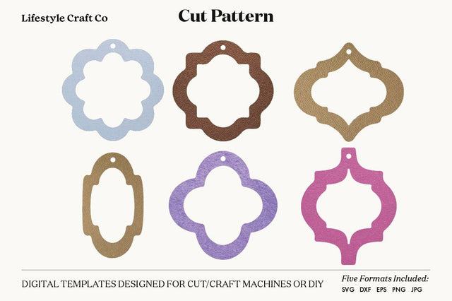 Earring SVG, Faux Leather Earring Templates, Cricut cut file SVG Lifestyle Craft Co 