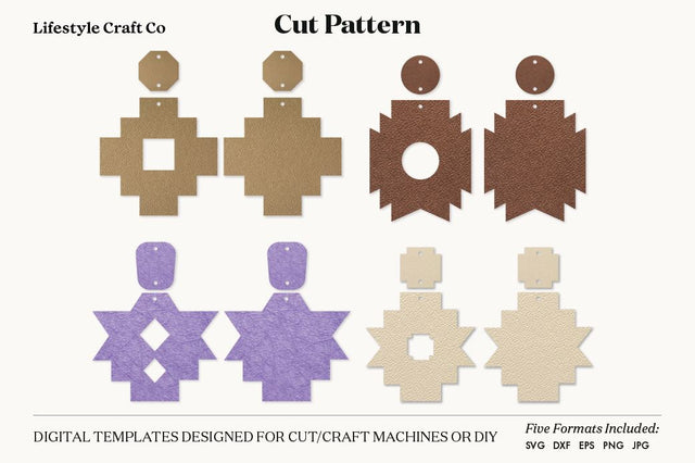 Earring SVG, Faux Leather Earring Templates, Cricut cut file SVG Lifestyle Craft Co 