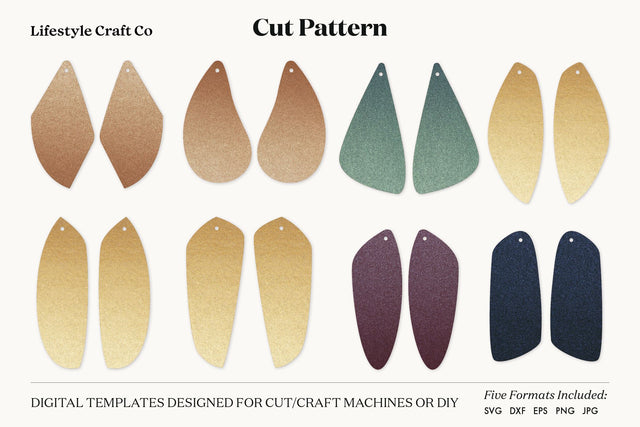 Earring SVG, Faux Leather Earring Templates, Cricut cut file SVG Lifestyle Craft Co 