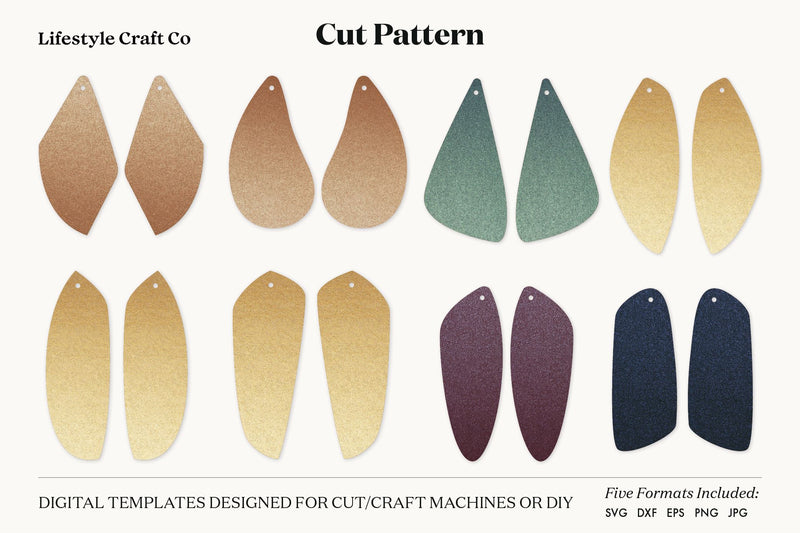 Earring SVG, Faux Leather Earring Templates, Cricut cut file SVG Lifestyle Craft Co 