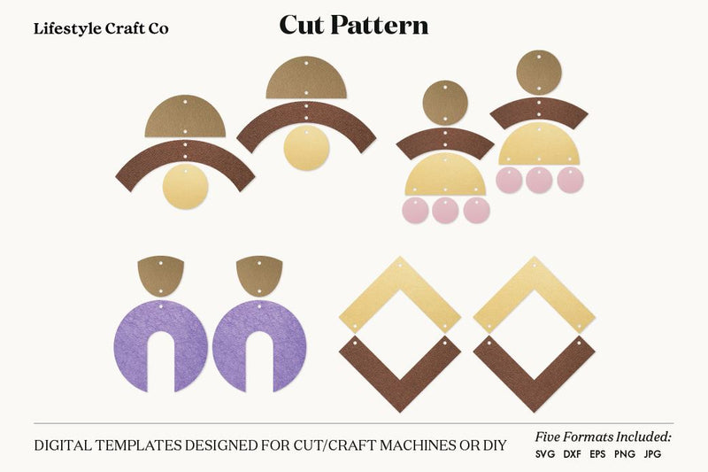 Earring SVG, Faux Leather Earring Templates, Cricut cut file SVG Lifestyle Craft Co 