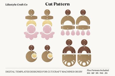 Earring SVG, Faux Leather Earring Templates, Cricut cut file SVG Lifestyle Craft Co 