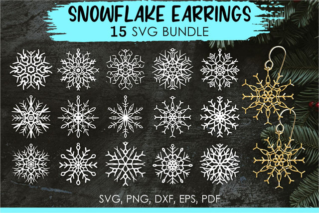Earring svg, Snowflake earrings svg, Christmas earrings, Winter earrings, Earrings bundle, Snowflake svg, Faux leather earring, Cricut earrings, Earrings template, Jewelry svg. Png, Jpg, Dxf, Eps Svg, Cut File for Cricut and Silhouette. SVG KatineDesign 