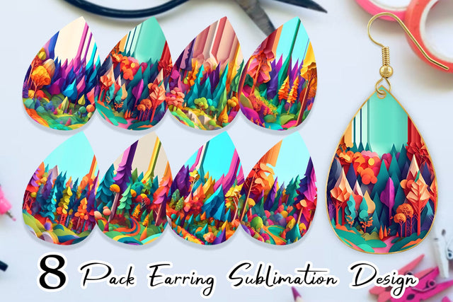 Earring teardrop sublimation design SVG artnoy 
