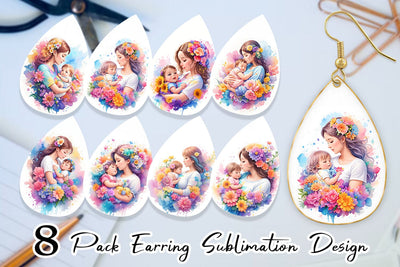 Earring teardrop sublimation design SVG artnoy 