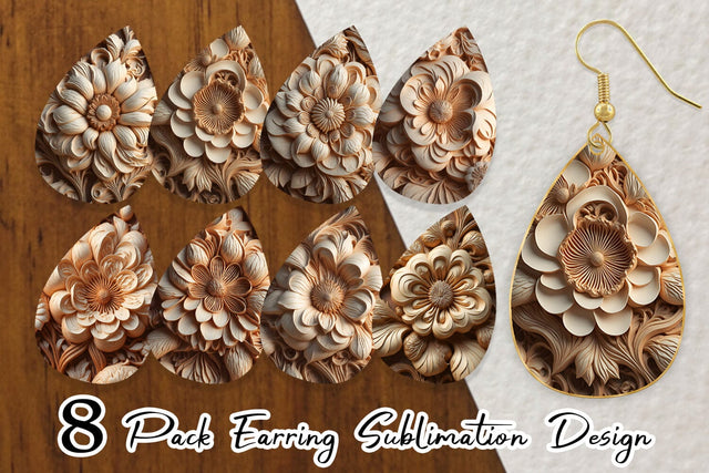 Earring teardrop sublimation design SVG artnoy 