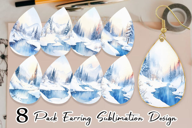 Earring teardrop sublimation design SVG artnoy 
