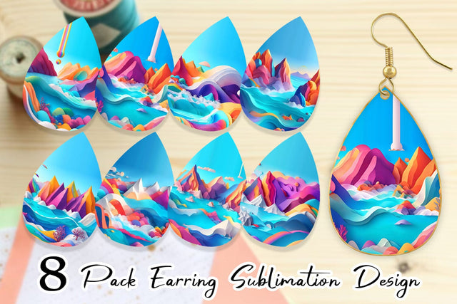 Earring teardrop sublimation design SVG artnoy 