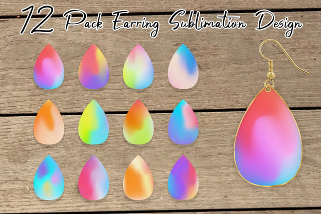 Earrings bundle design gradient bright color background Sublimation artnoy 