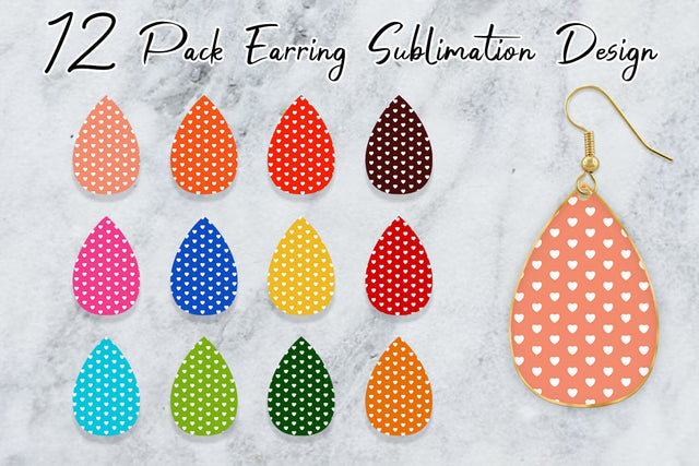 Earrings bundle design heart pattern background Sublimation artnoy 