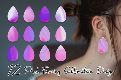 Earrings bundle design pink wave texture background Sublimation artnoy 