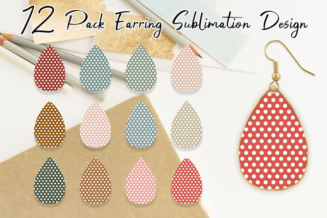 Earrings bundle design polka dot pattern background Sublimation artnoy 