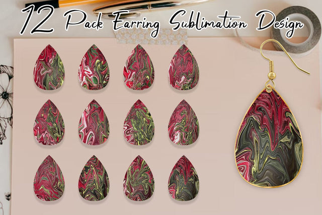 Earrings bundle design realistic wave marble texture Sublimation artnoy 