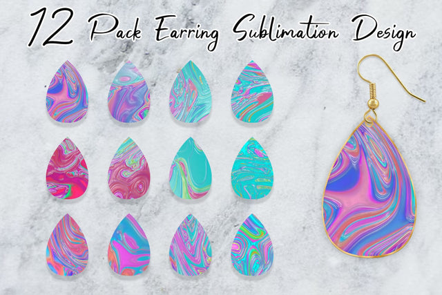 Earrings bundle design realistic wave texture background Sublimation artnoy 