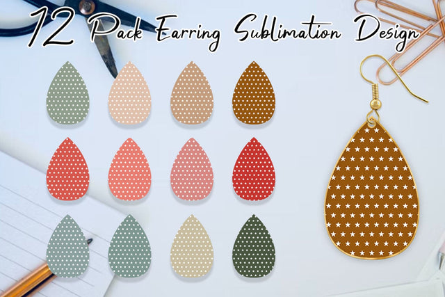 Earrings bundle design star pattern background Sublimation artnoy 