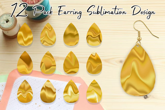 Earrings bundle design wave gold texture background Sublimation artnoy 
