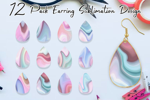 Earrings bundle design wave texture background Sublimation artnoy 