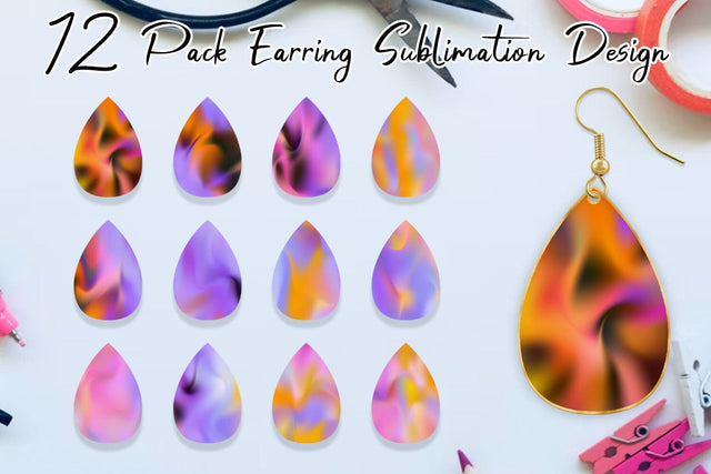 Earrings bundle design wave texture background Sublimation artnoy 