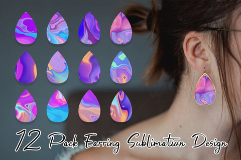 Earrings bundle design wave texture background Sublimation artnoy 