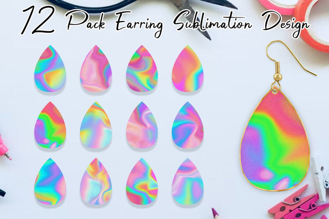 Earrings bundle design wave texture hologram color Sublimation artnoy 