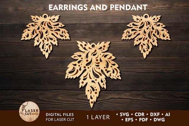 EARRINGS Cut Template Wooden Accessories SVG LaserCutano 