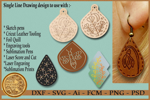 Earrings - Leather Tooling, Foiling, Sublimation