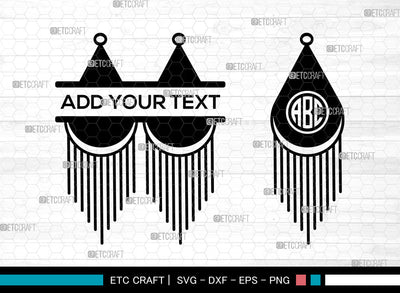 Earrings Monogram SVG, Jewelry Svg, Leather Earrings Svg, Split Monogram Svg, Stacked Earring Svg, Teardrop Earrings Svg, Earing Svg SVG ETC Craft 
