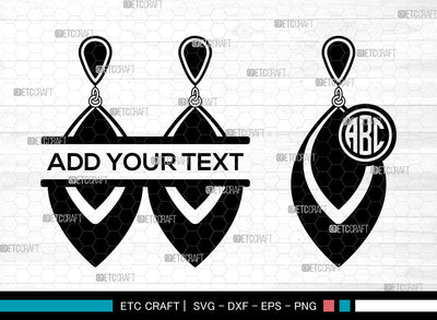 Earrings Monogram SVG, Jewelry Svg, Leather Earrings Svg, Split Monogram Svg, Stacked Earring Svg, Teardrop Earrings Svg, Earing Svg SVG ETC Craft 