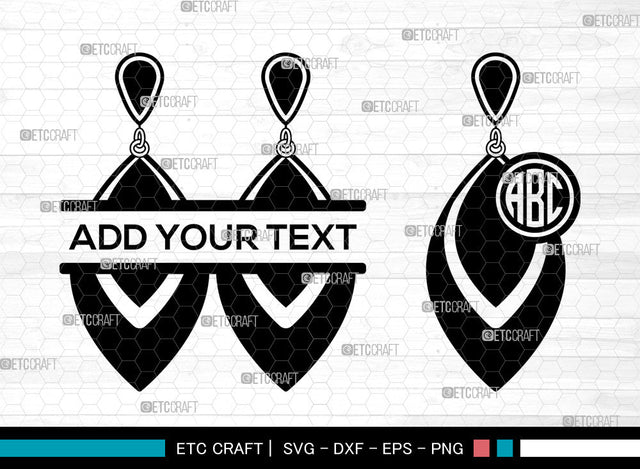Earrings Monogram SVG, Jewelry Svg, Leather Earrings Svg, Split Monogram Svg, Stacked Earring Svg, Teardrop Earrings Svg, Earing Svg SVG ETC Craft 